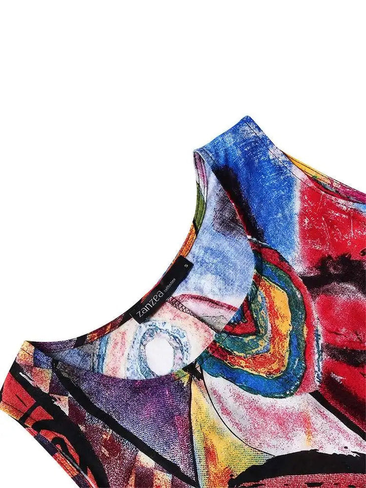 Barbara – Sleeveless Artistic Maxi Dress