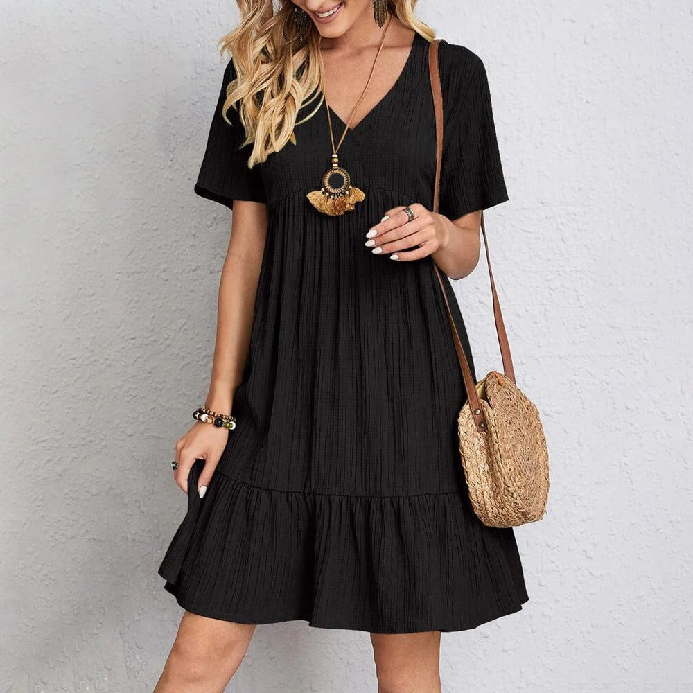 Nancy – Textured Ruffle Hem Dress